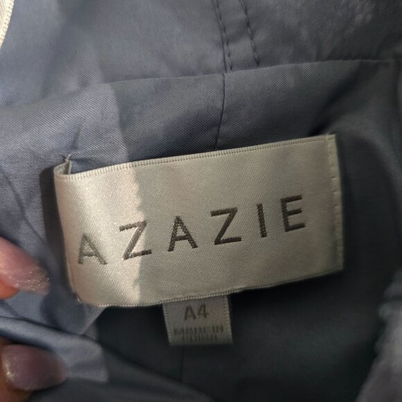Azazie Ezra NWT size A4 Dusty Blue Dress With Lace Detail Elsa ball gown dress - Picture 9 of 15